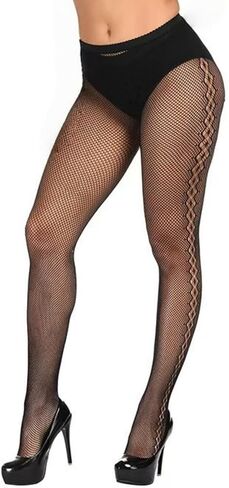 Henwarry High Waist Tights Lace Patterned Fishnet Stockings Thigh High Pantyhose for Women in Saudi Arabia