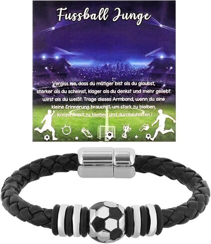 Mikovivi Soccer Bracelet, Magnetic Zinc Alloy Football Bracelets Fashionable Ball-Themed Wristband Charm Jewelry Accessories for 4-14 Year Old Sport Fan Gifts Sport Stuff Things Items (Black) in Kuwait