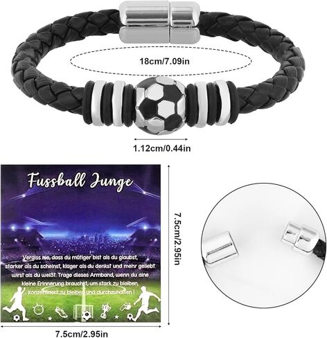 Mikovivi Soccer Bracelet, Magnetic Zinc Alloy Football Bracelets Fashionable Ball-Themed Wristband Charm Jewelry Accessories for 4-14 Year Old Sport Fan Gifts Sport Stuff Things Items (Black) in Kuwait