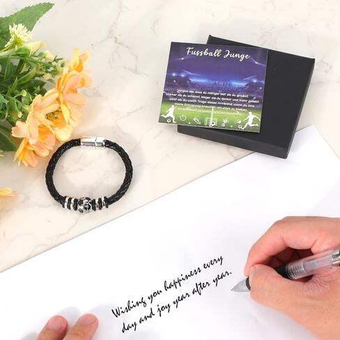 Mikovivi Soccer Bracelet, Magnetic Zinc Alloy Football Bracelets Fashionable Ball-Themed Wristband Charm Jewelry Accessories for 4-14 Year Old Sport Fan Gifts Sport Stuff Things Items (Black) in Kuwait