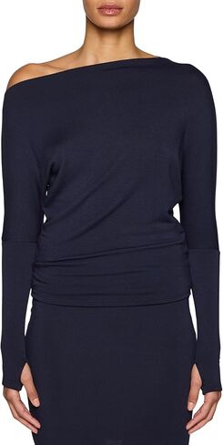 Bleusalt The Cindy Top | Women's Elegant Boatneck Long Sleeve Shirt | Soft Modal Stretch Base Layer in Kuwait