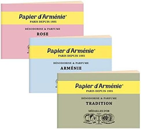 Papier d’Arménie Armenian Paper Incense 3-Pack, Tradition Armenia and Rose Scented Burning Papers for Home Fragrance, 108 Strips, Luxury French Incense Paper, Made in France Since 1885 in Saudi Arabia