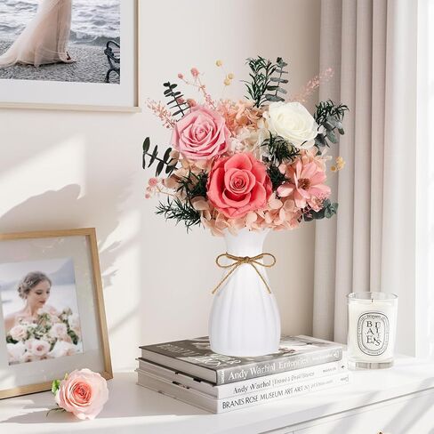Flowers for Delivery Prime Preserved Flowers Bouquet with Vase That Last 3-5 Years Real Forever Flowers Pink Rose Bouquet for Mom Mother Women Wife Friends Birthday Mothers Day Gifts in Saudi Arabia
