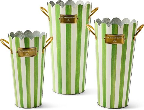 MACKENZIE-CHILDS Flower Buckets, Cute Flower Vase Set, Tartastic, Set of 3 in Saudi Arabia