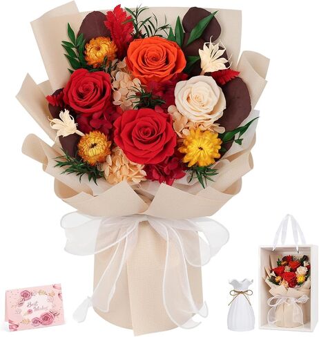 Flowers for Delivery Prime Preserved Flowers Bouquet with Vase That Last 3-5 Years Real Forever Flowers Pink Rose Bouquet for Mom Mother Women Wife Friends Birthday Mothers Day Gifts in Saudi Arabia