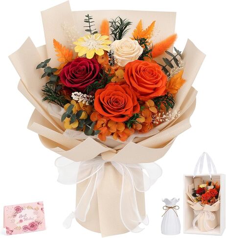 Flowers for Delivery Prime Preserved Flowers Bouquet with Vase That Last 3-5 Years Real Forever Flowers Pink Rose Bouquet for Mom Mother Women Wife Friends Birthday Mothers Day Gifts in Saudi Arabia