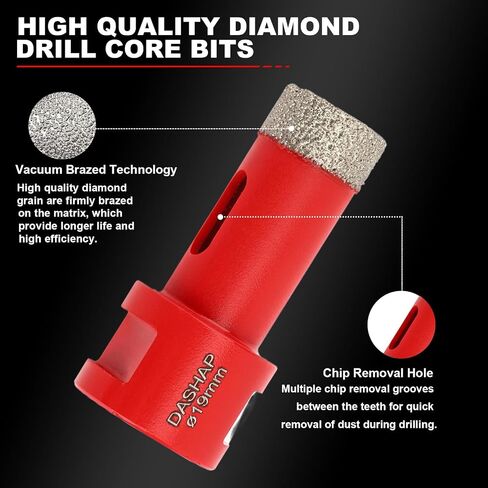 Diamond Hole Saw Kit,14 PCS Porcelain Tile Drill Bits Set 6/6/8/19/25/35/51/75/100mm,Diamond Core Drill Bits Set for Ceramic, Granite,Porcelain in Kuwait