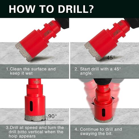Diamond Hole Saw Kit,14 PCS Porcelain Tile Drill Bits Set 6/6/8/19/25/35/51/75/100mm,Diamond Core Drill Bits Set for Ceramic, Granite,Porcelain in Kuwait