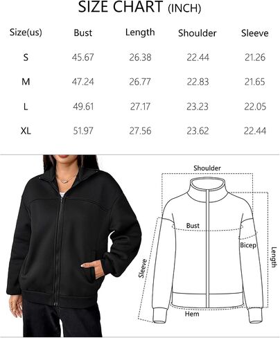 Women Oversized Zip-Up Jacket Stand Collar Relaxed Fit for Effortless Casual Streetwear in Kuwait
