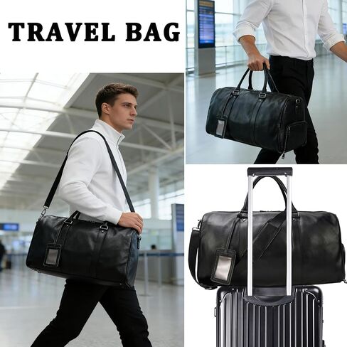 Leather Travel Duffle Weekender Overnight Carry On Sports Gym Bags for Men Women in Saudi Arabia