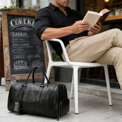 Leather Travel Duffle Weekender Overnight Carry On Sports Gym Bags for Men Women in Saudi Arabia