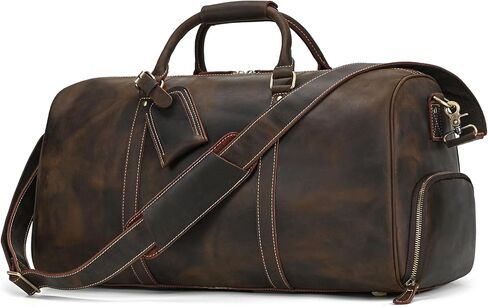 Leather Travel Duffle Weekender Overnight Carry On Sports Gym Bags for Men Women in Saudi Arabia