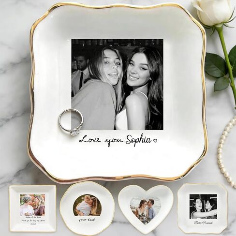 Personalized Bestie Photo Jewelry Dish Custom Ring Dish Trinket Tray for Best Friend Customized Friendship Sister Gifts for Birthday Wedding Keepsake in Saudi Arabia