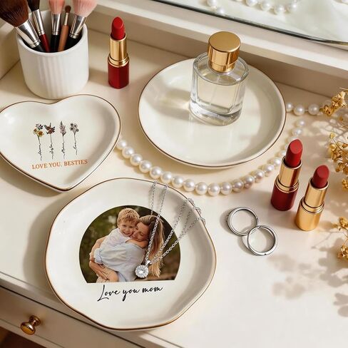 Personalized Bestie Photo Jewelry Dish Custom Ring Dish Trinket Tray for Best Friend Customized Friendship Sister Gifts for Birthday Wedding Keepsake in Saudi Arabia