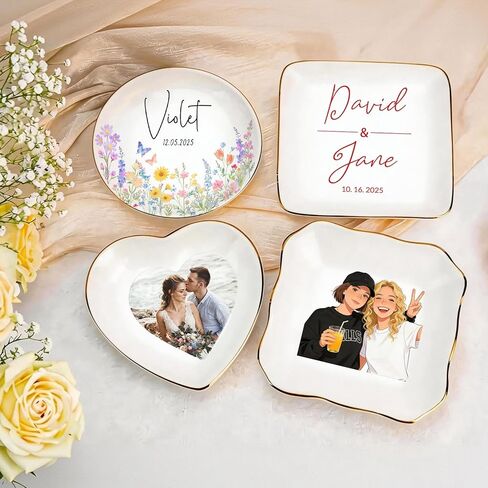 Personalized Bestie Photo Jewelry Dish Custom Ring Dish Trinket Tray for Best Friend Customized Friendship Sister Gifts for Birthday Wedding Keepsake in Saudi Arabia