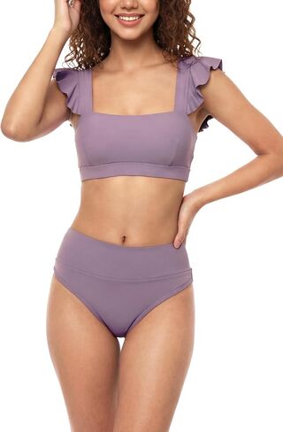 Period Bikini Set Two Piece Ruffled Swimwear Menstrual Leakproof Swimsuits Square Neck Bathing Suit for Teens Girls in Saudi Arabia