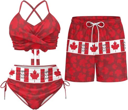 TOADDITDO Couples Bikini Sets or Swim Trunks with Pockets Outfit Husband and Wife Matching Swimsuits for Vacation/Beach in Saudi Arabia