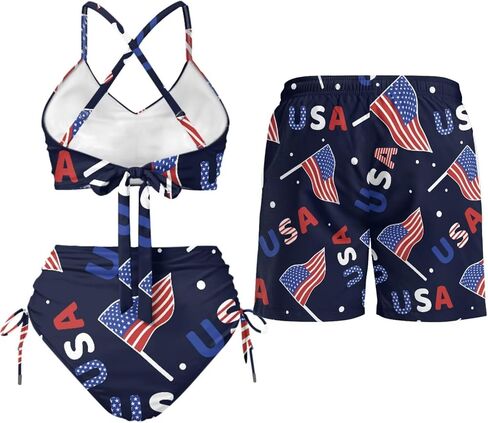 TOADDITDO Couples Bikini Sets or Swim Trunks with Pockets Outfit Husband and Wife Matching Swimsuits for Vacation/Beach in Saudi Arabia