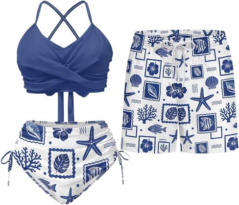 TOADDITDO Couples Bikini Sets or Swim Trunks with Pockets Outfit Husband and Wife Matching Swimsuits for Vacation/Beach in Saudi Arabia