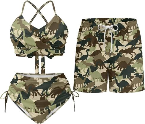 TOADDITDO Couples Bikini Sets or Swim Trunks with Pockets Outfit Husband and Wife Matching Swimsuits for Vacation/Beach in Saudi Arabia