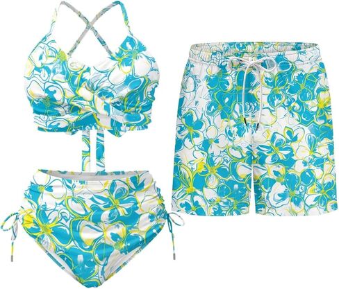 TOADDITDO Couples Bikini Sets or Swim Trunks with Pockets Outfit Husband and Wife Matching Swimsuits for Vacation/Beach in Saudi Arabia
