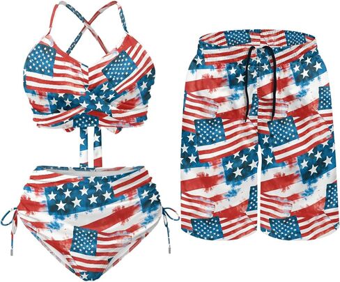 Matching for Couples Hawaiian Women Tummy Control 2 Piece Swimsuit Men's Quick Dry Board Shorts in Saudi Arabia