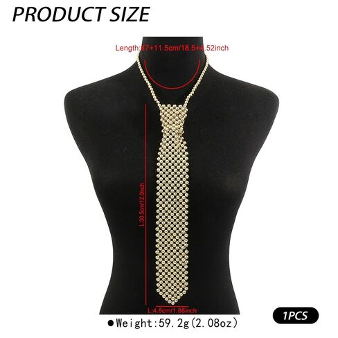 NICENEEDED Pearls Neck Tie, Handmade Weaving Shirt Necklace Neck Tie Gold Pearls Ties Necklace, Artificial Pearl Ties for Women in Kuwait