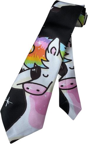Men’s Dabbing Unicorn Necktie – Rainbow Cartoon Novelty Tie for Parties, Work Events & Fun Outfits – Colorful Unicorn Dance Neck Tie for Men & Teens in Kuwait