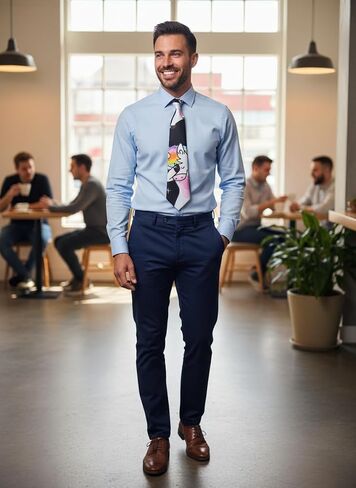 Men’s Dabbing Unicorn Necktie – Rainbow Cartoon Novelty Tie for Parties, Work Events & Fun Outfits – Colorful Unicorn Dance Neck Tie for Men & Teens in Kuwait