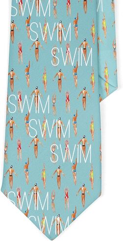 Novelty Necktie for Men (Watercolor Swimmer Men Women Engaged Pattern) Fun Conversational Silky Tie, Neck Tie for Party, Events, Unique and Original in Kuwait
