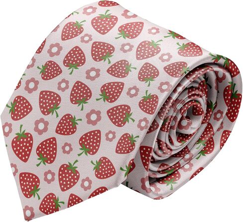 Novelty Necktie for Men (Strawberry Pattern) Fun Conversational Silky Tie, Neck Tie for Party, Events, Unique and Original in Kuwait