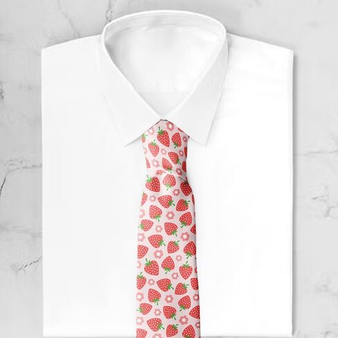 Novelty Necktie for Men (Strawberry Pattern) Fun Conversational Silky Tie, Neck Tie for Party, Events, Unique and Original in Kuwait