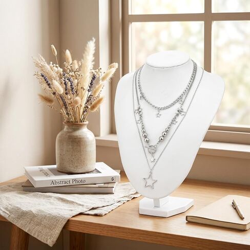 Y2k Star Necklac, Grunge Silver Layered Necklace, Stackable Chunky Star Pendant Necklaces, Fashion Punk Gothic Vintage Aesthetic Emo Jewelry Set Accessories for Women in Saudi Arabia