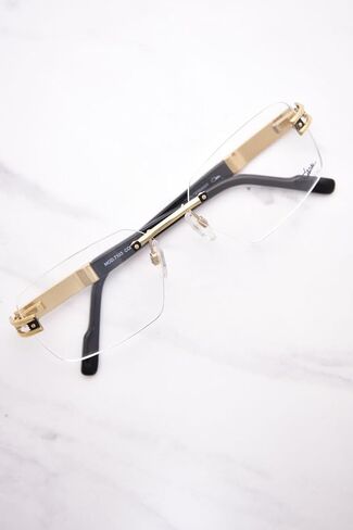 Cazal 7103 001 Eyeglasses Men's Black/Gold Rimless Rectangle Shape 58mm in Saudi Arabia
