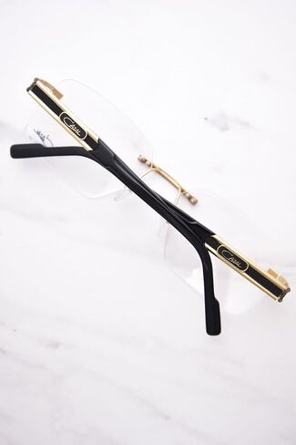 Cazal 7103 001 Eyeglasses Men's Black/Gold Rimless Rectangle Shape 58mm in Saudi Arabia