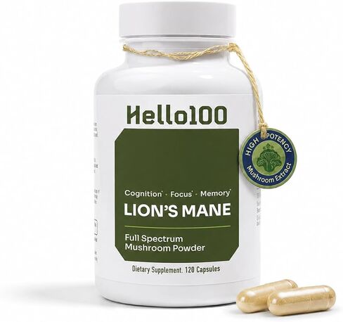 Premium Organic Lion's Mane Mushroom Supplement 1000mg - Nootropic Brain Supplements for Memory, Focus & Clarity - Dual Extract Lions Mane Capsules for Brain Health Support - 60 Count in Saudi Arabia