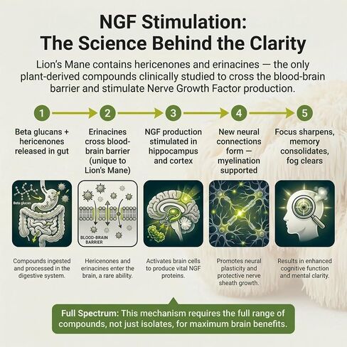 Premium Organic Lion's Mane Mushroom Supplement 1000mg - Nootropic Brain Supplements for Memory, Focus & Clarity - Dual Extract Lions Mane Capsules for Brain Health Support - 60 Count in Saudi Arabia