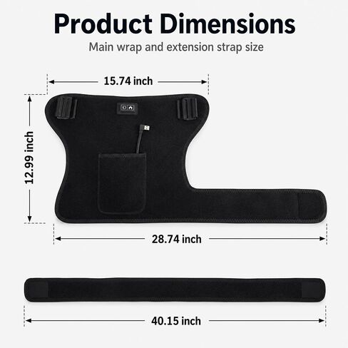 Hip Brace with Heat and Vibration, Adjustable Heating Pad for Hip Wearable Support Wrap 3 Vibration Massage Modes in Kuwait