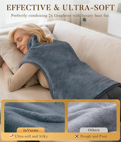 Neck-Back Far Infrared Heating Pad: 2X Graphene and Luxury Plush Electric Heating Pad for Neck Shoulders Back - Dad Day Gifts - 3X Deep Pain Relief for Mom Full Body - 24" X 37" 2H Auto Off in Saudi Arabia