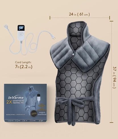 Neck-Back Far Infrared Heating Pad: 2X Graphene and Luxury Plush Electric Heating Pad for Neck Shoulders Back - Dad Day Gifts - 3X Deep Pain Relief for Mom Full Body - 24" X 37" 2H Auto Off in Saudi Arabia