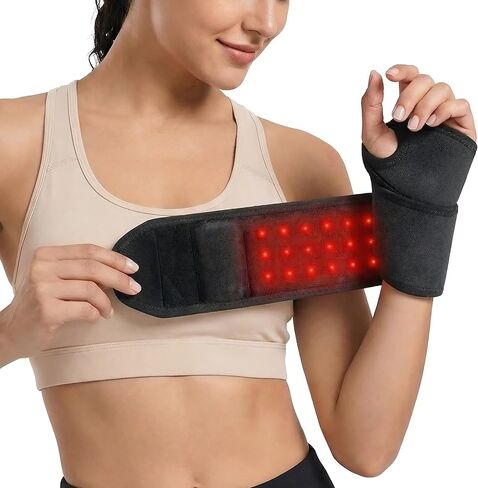 Red Light Therapy for Wrist and Hand Heating pad，Carpal Tunnel Wrist Brace Night Support，39 LED 660nm/850nm Wrist Massager, 3000mAh Rechargeable Heated Wrist Wrap for Daily Comfort in Saudi Arabia
