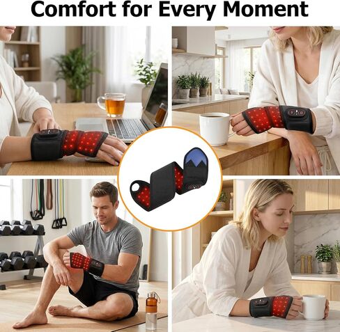 Red Light Therapy for Wrist and Hand Heating pad，Carpal Tunnel Wrist Brace Night Support，39 LED 660nm/850nm Wrist Massager, 3000mAh Rechargeable Heated Wrist Wrap for Daily Comfort in Saudi Arabia
