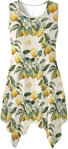 Women Summer Casual Sleeveless Crewneck Sundress A-line Flowy Irregular Midi Beach Dress Vacation Outfits in Saudi Arabia