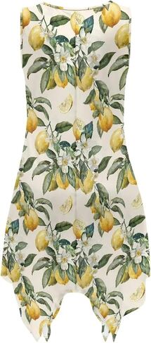 Women Summer Casual Sleeveless Crewneck Sundress A-line Flowy Irregular Midi Beach Dress Vacation Outfits in Saudi Arabia
