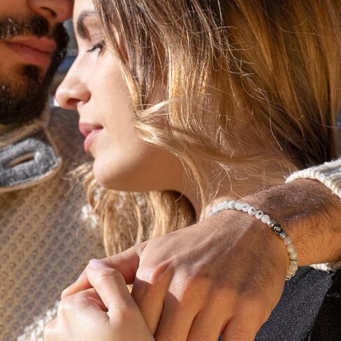 10:10 Gemstone Beaded Couple Bracelets – Natural Stone 6 mm & Stainless Steel – Adjustable, Resistent, Elegant - Made in Italy in Saudi Arabia