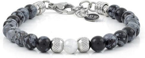 10:10 Gemstone Beaded Couple Bracelets – Natural Stone 6 mm & Stainless Steel – Adjustable, Resistent, Elegant - Made in Italy in Saudi Arabia