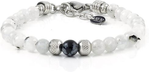10:10 Gemstone Beaded Couple Bracelets – Natural Stone 6 mm & Stainless Steel – Adjustable, Resistent, Elegant - Made in Italy in Saudi Arabia