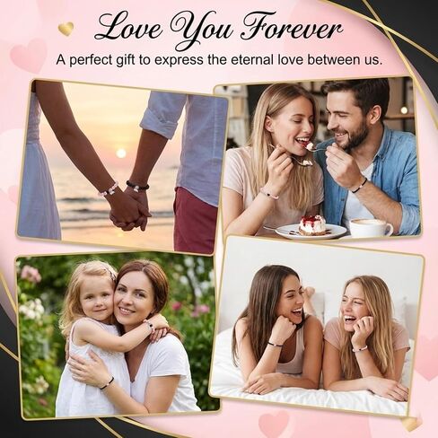 4 Pcs Matching Bracelets for Couples Adjustable Long Distance Relationship Bracelets Couple Jewelry Set Valentines Gifts for Boyfriend Girlfriend in Saudi Arabia