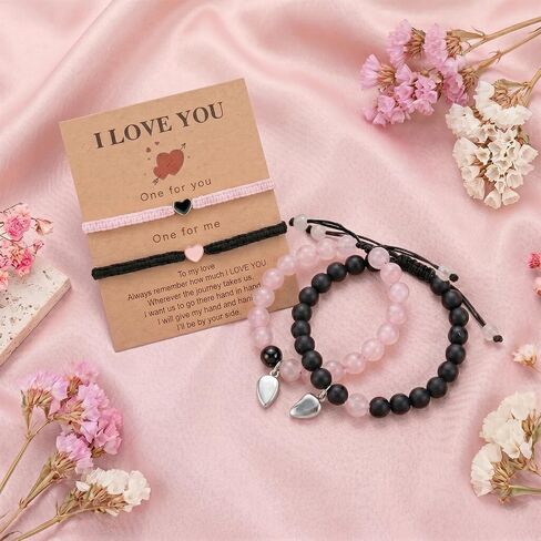 4 Pcs Matching Bracelets for Couples Adjustable Long Distance Relationship Bracelets Couple Jewelry Set Valentines Gifts for Boyfriend Girlfriend in Saudi Arabia