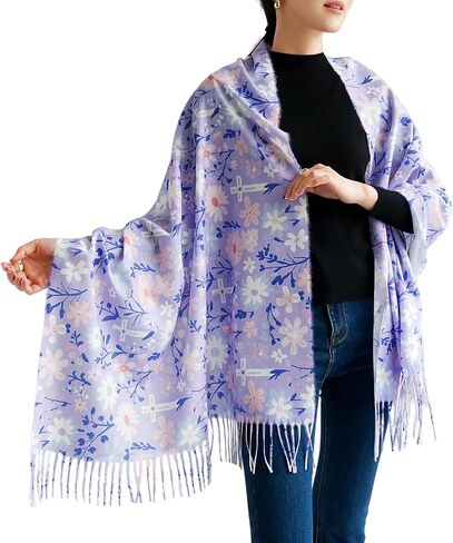 Prayer Shawls for Women Christian Floral Blanket Scarf with Cross,Wrap Scarf for Teacher Mother Church Gifts in Saudi Arabia